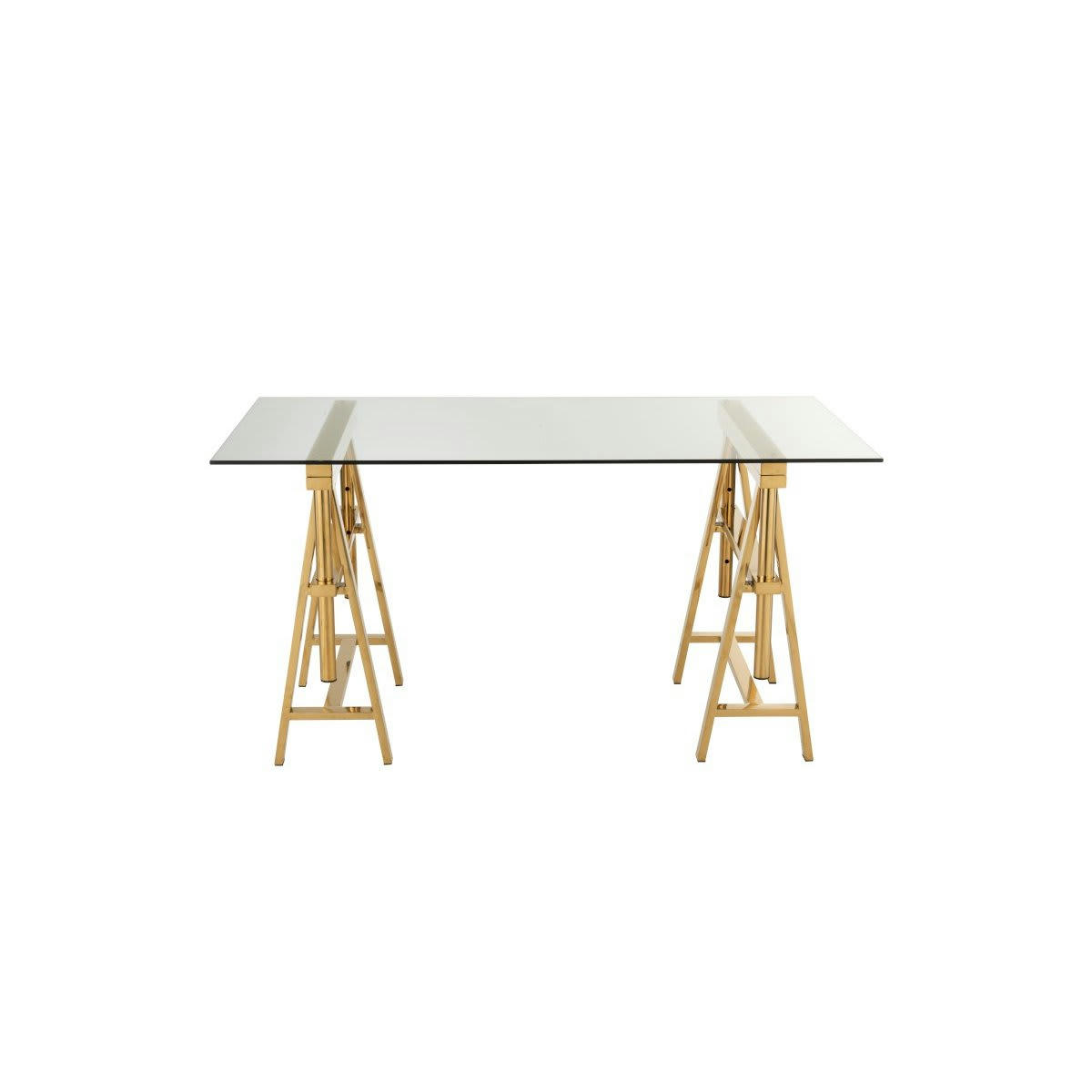 GRAZI - Bureau verre avec pieds métal doré