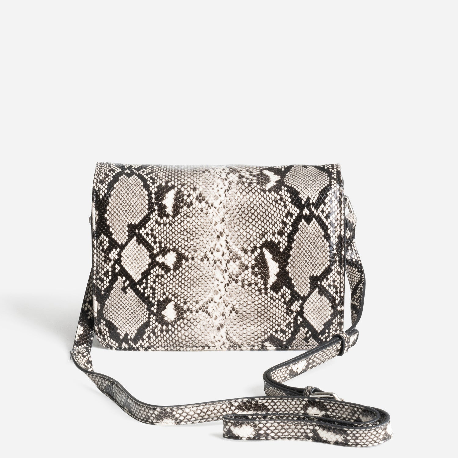 Sac bandoulière noir effet python