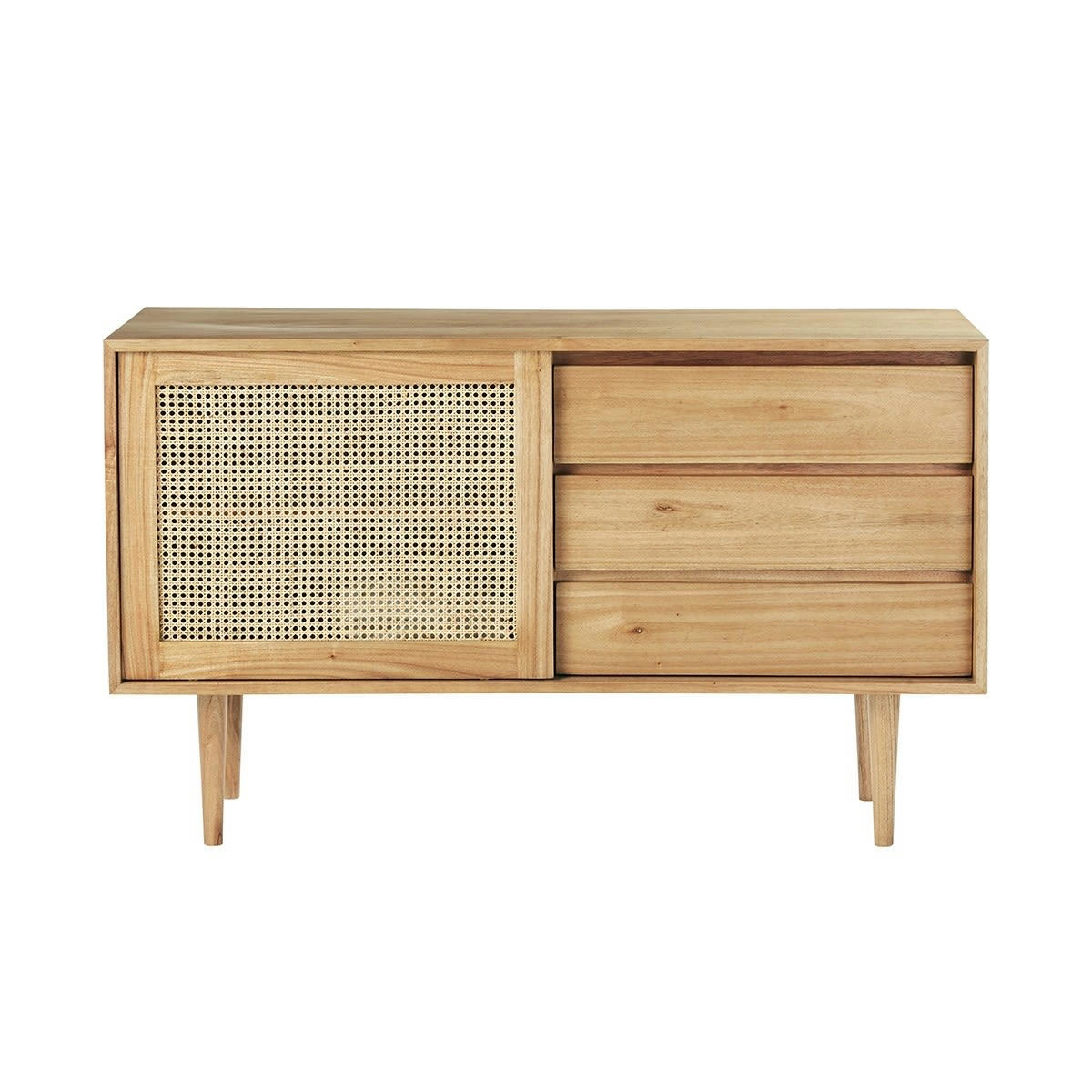 HANA - Commode en mindi massif et cannage 135 cm