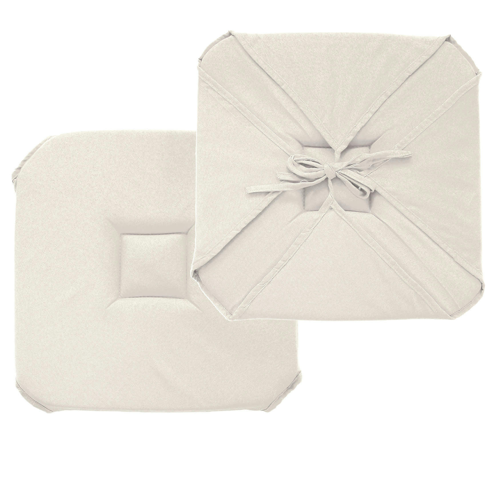 - Galette de chaise unie à rabats polyester ecru 40x40 cm