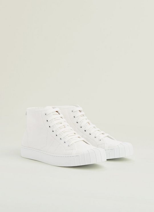 Taylor White Recycled Cotton High Top Trainers