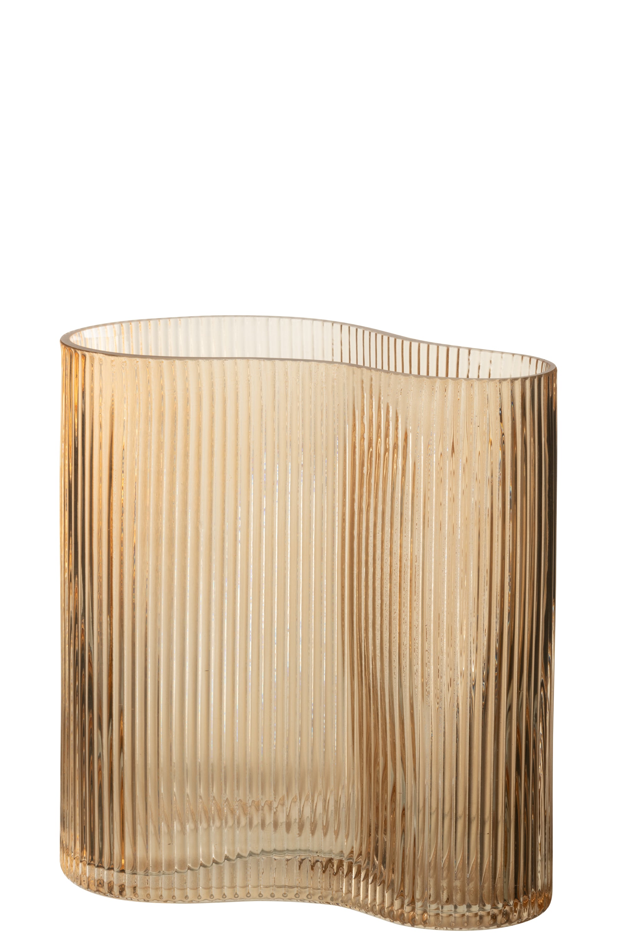 J-Line vaas Gestreept - glas - bruin - large