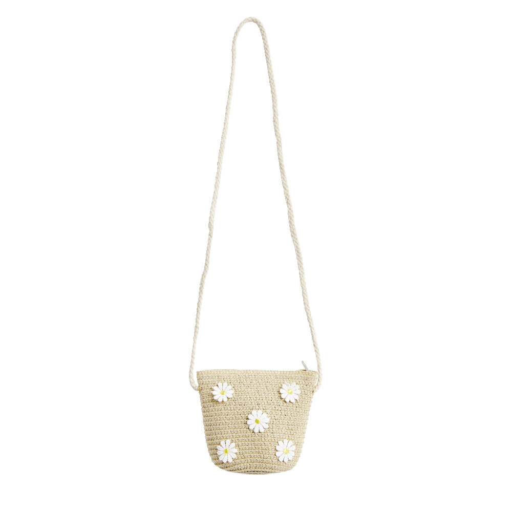Mini sac tressé avec marguerites 14x5x12cm