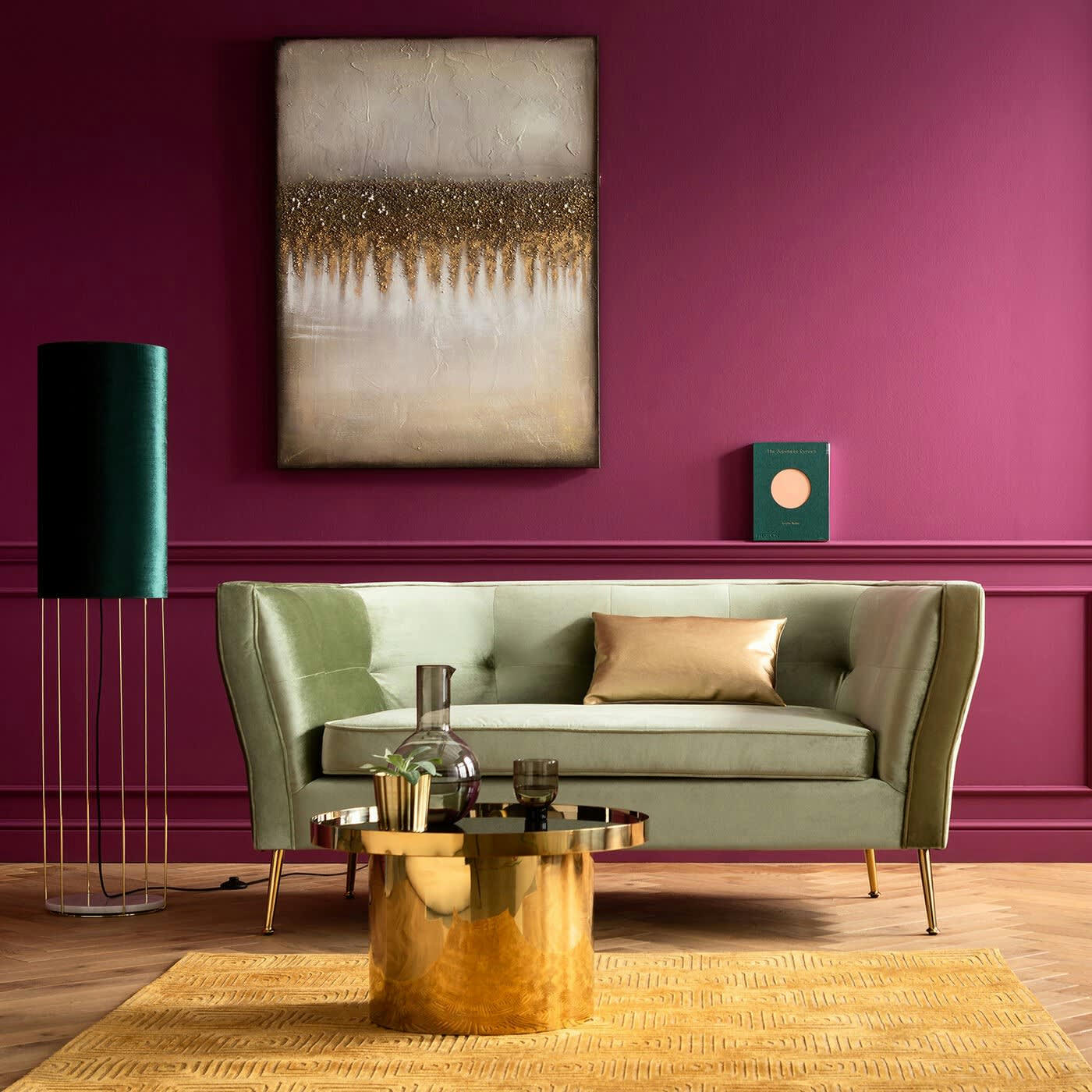 RIMINI - Canapé 2 places en velours vert