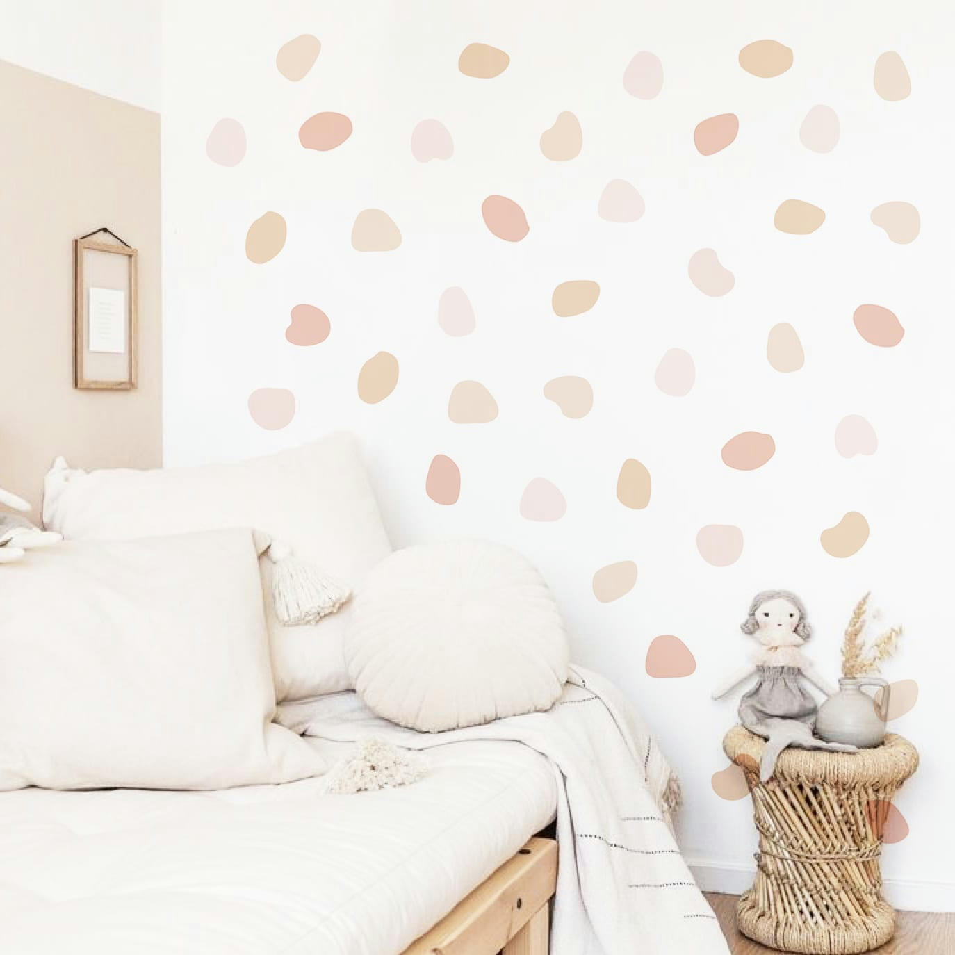 PEBBLES - Stickers mureaux en vinyle cailloux rose et beige