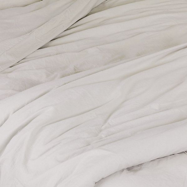 Housse de couette unie en coton Lavé (140x200 cm - Gris Galet)