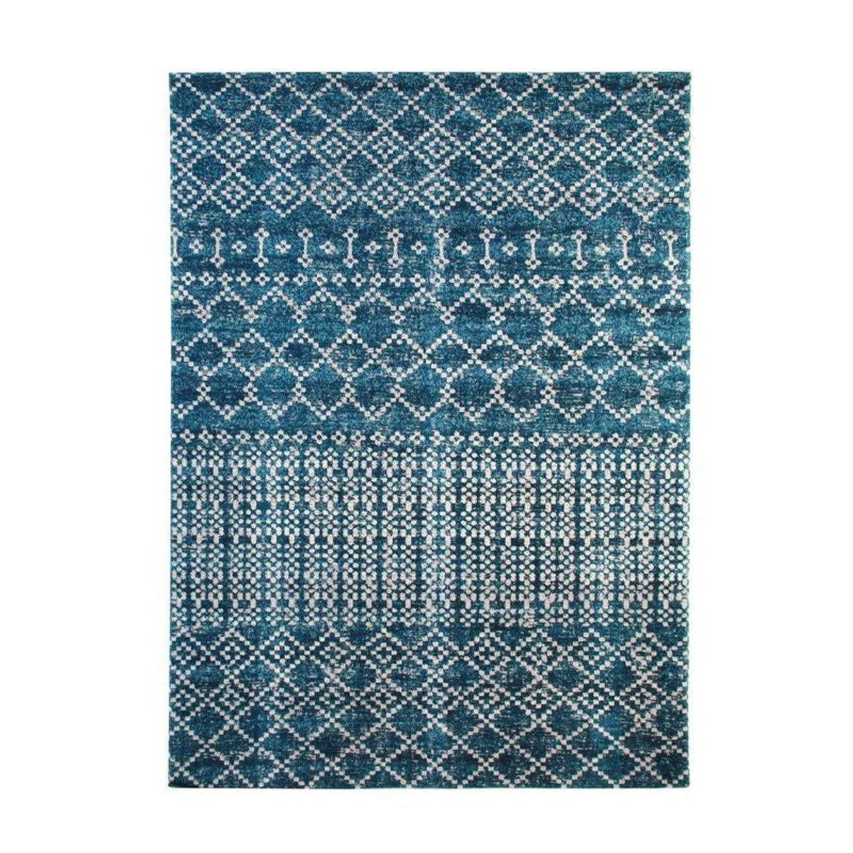 BROCANTE - Tapis pour intérieur-extérieur motifs berbères bleu 160x230