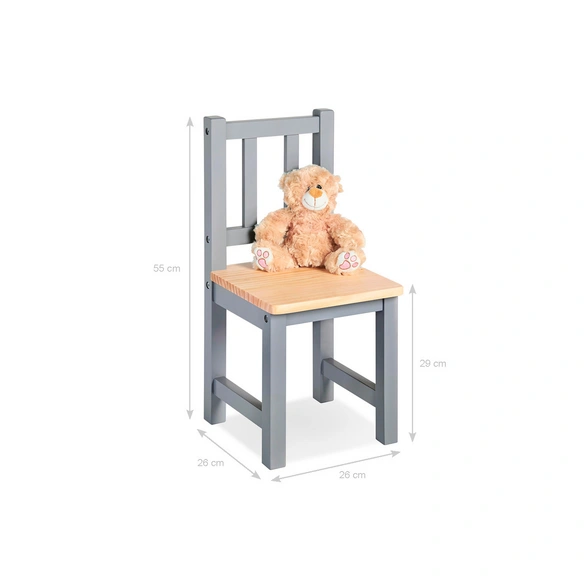 Kinderstuhl, BxHxL: 26 x 55 x 26 cm, grau/natur