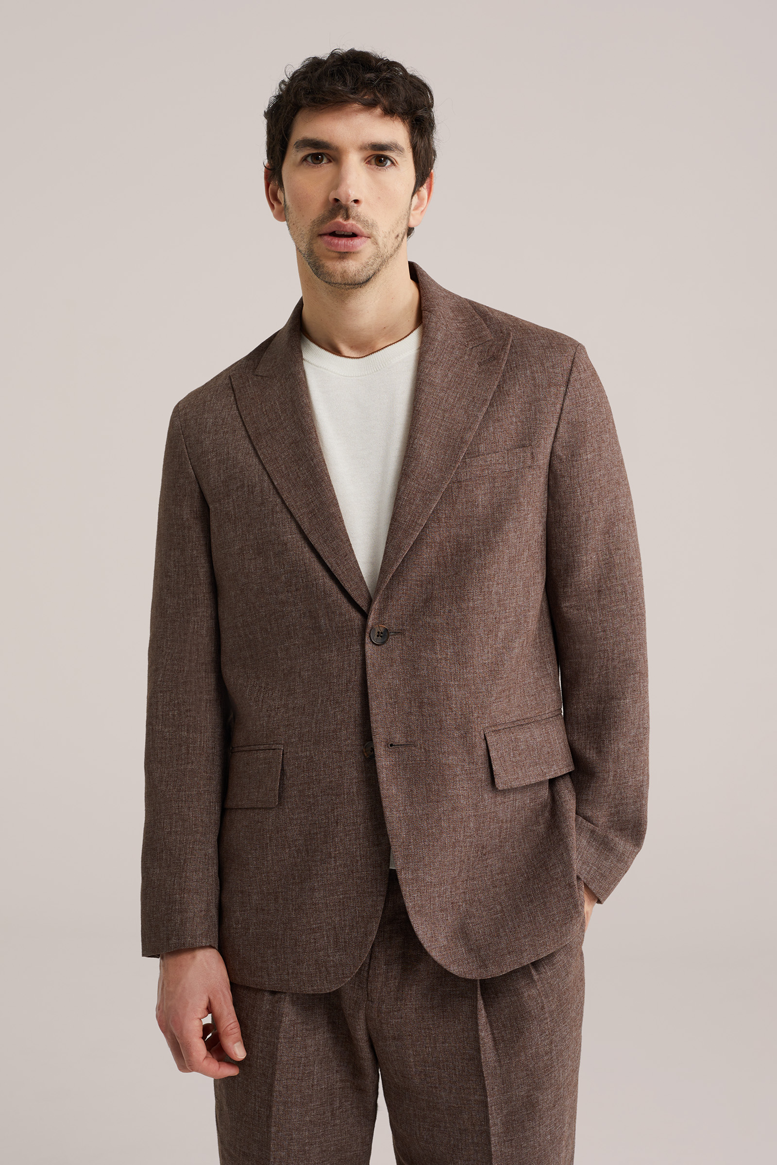 Heren Regular fit pak van linnenmix