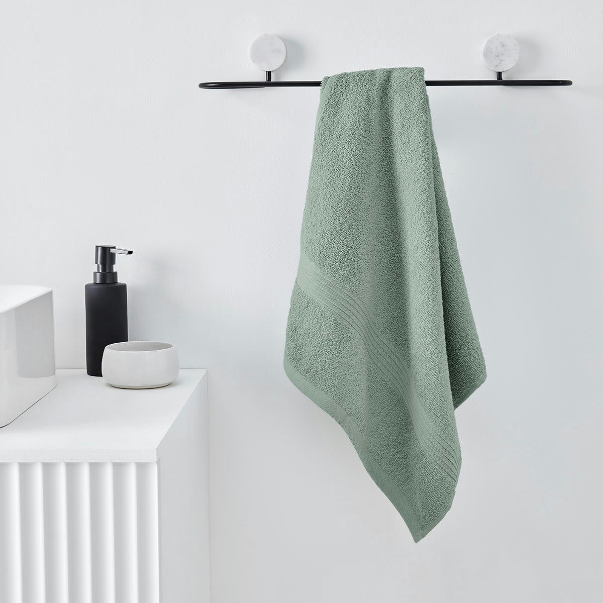 MEVAK BAÑO - Serviette de bain uni en coton vert 50x90