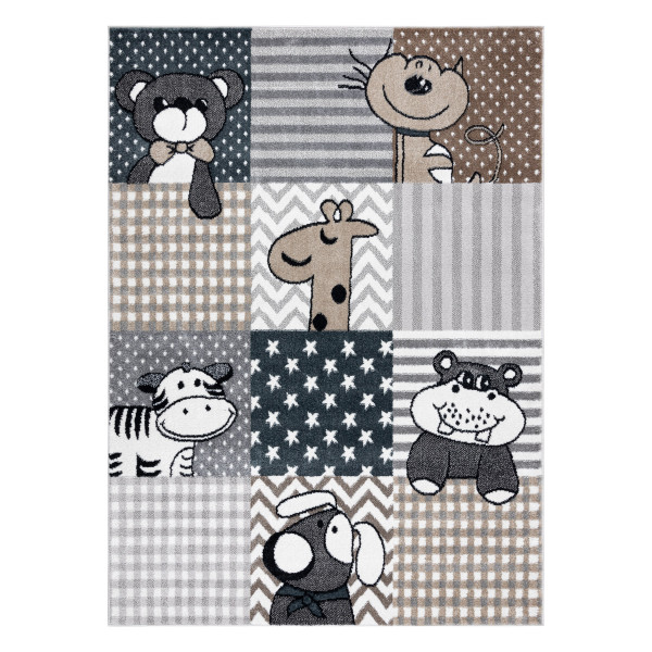 Dywan FUN Pets dla dzieci, zwierzęta szary 80x150 cm
