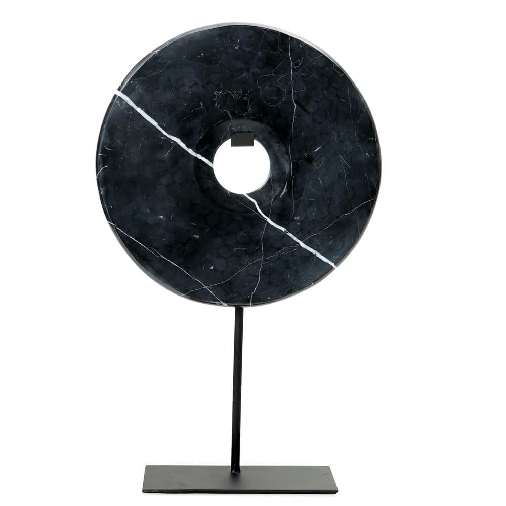 MARBLE - Statue en marbre noir sur une base en métal grande
