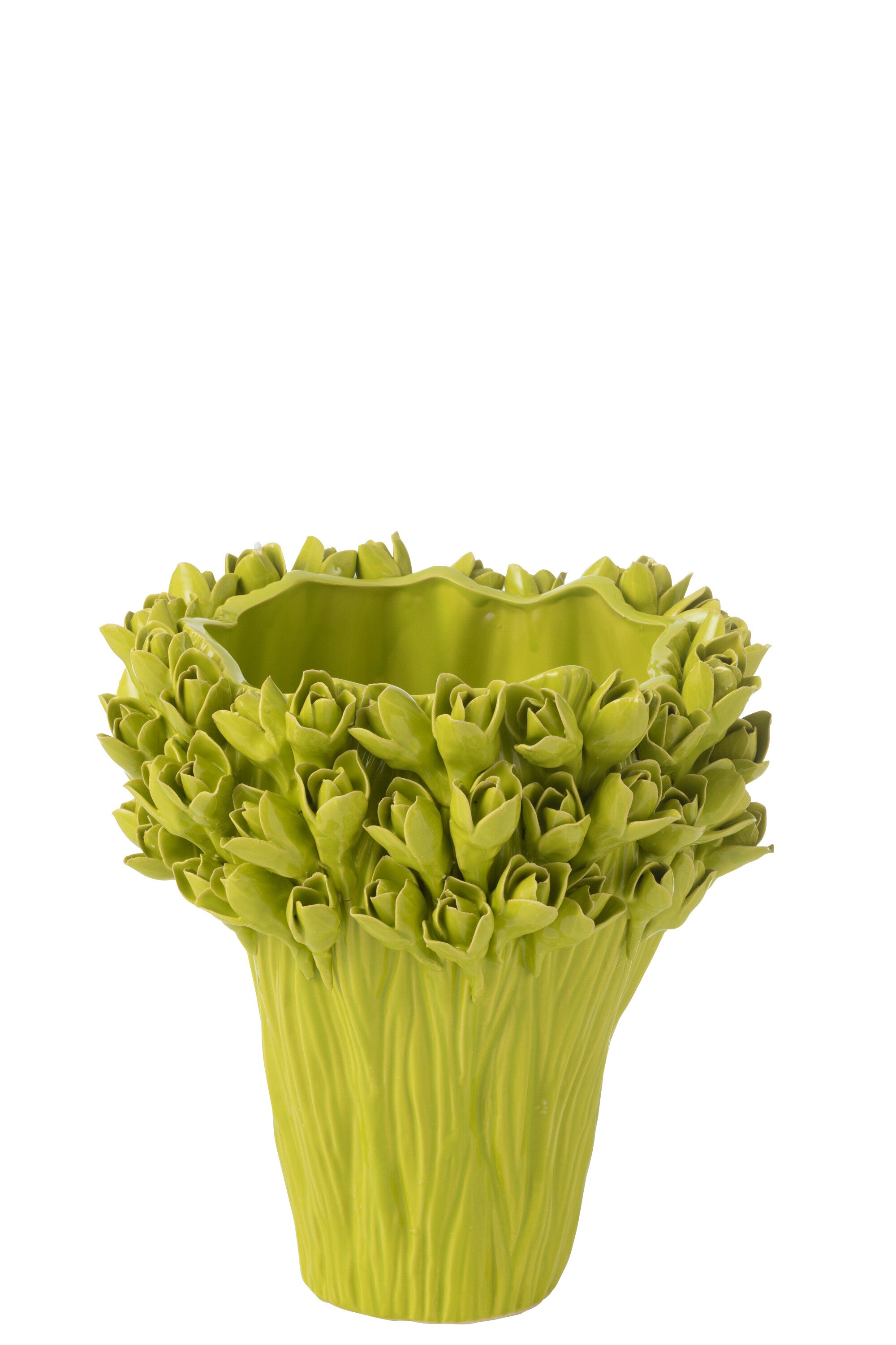J-Line vaas Ambrosia - keramiek - groen - medium - Ø 28 cm