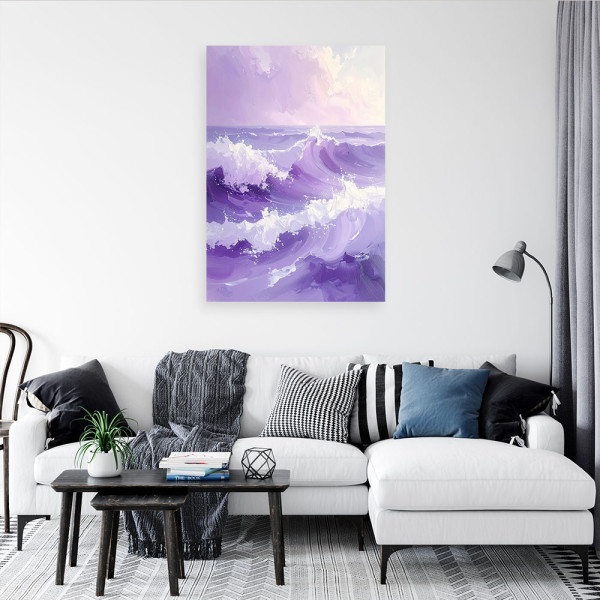 Obraz do salonu sypialni, Morze i Fale Nowoczesny Pastelowy Pejzaż 20x30