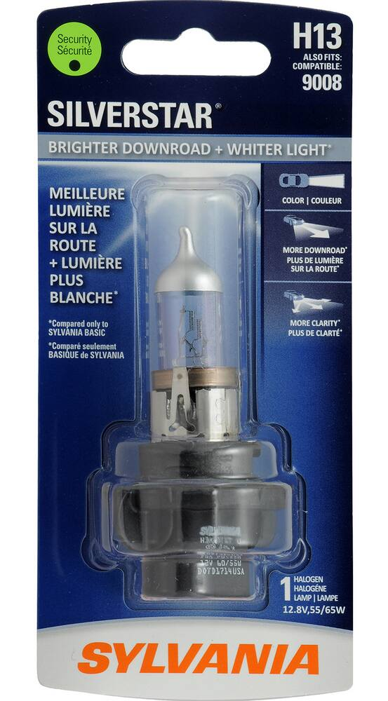 H13 Sylvania SilverStar® Halogen Headlight Bulb, Whiter Light, 1-pk