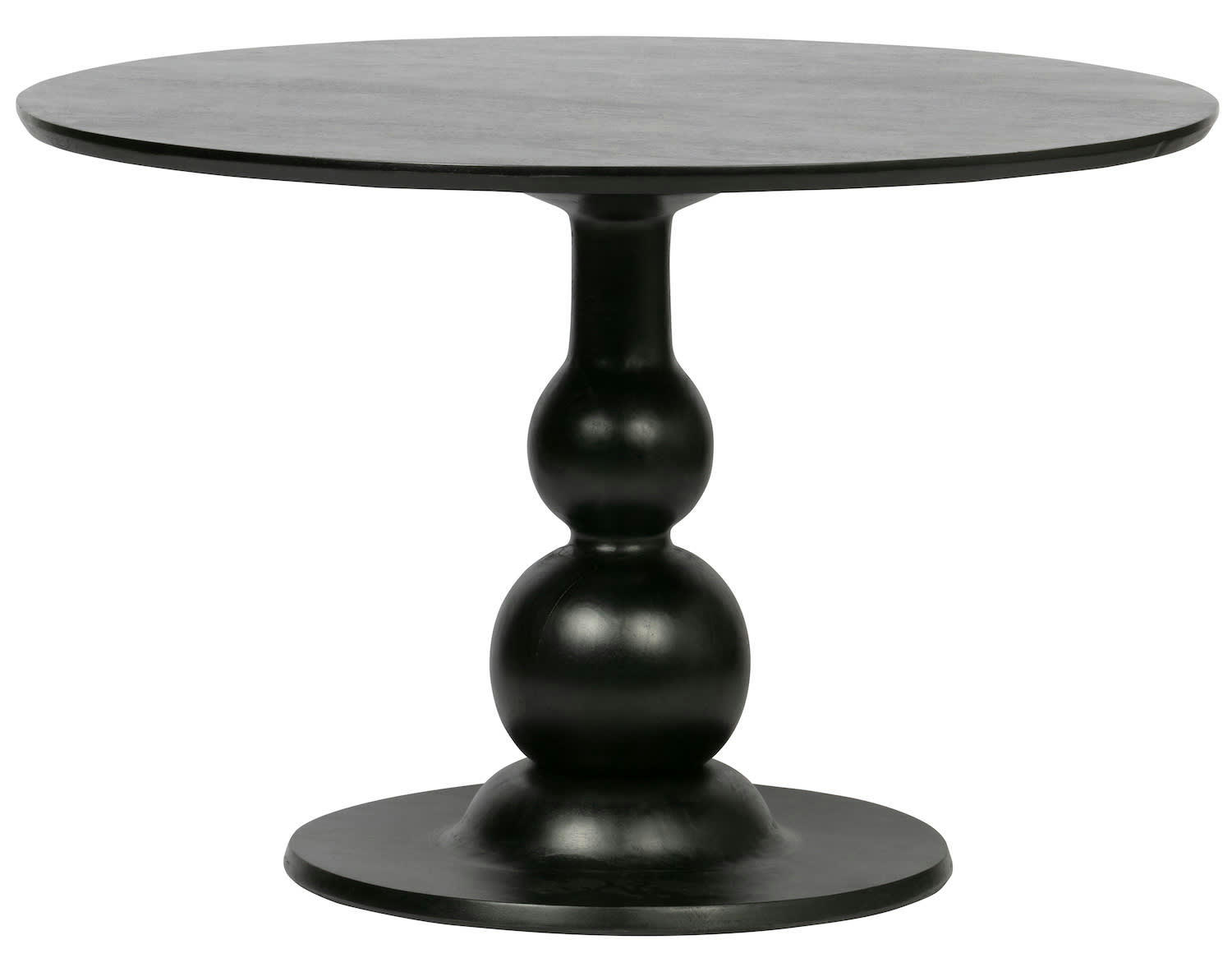 BAROC - Table de repas ronde en bois de manguier noir D120