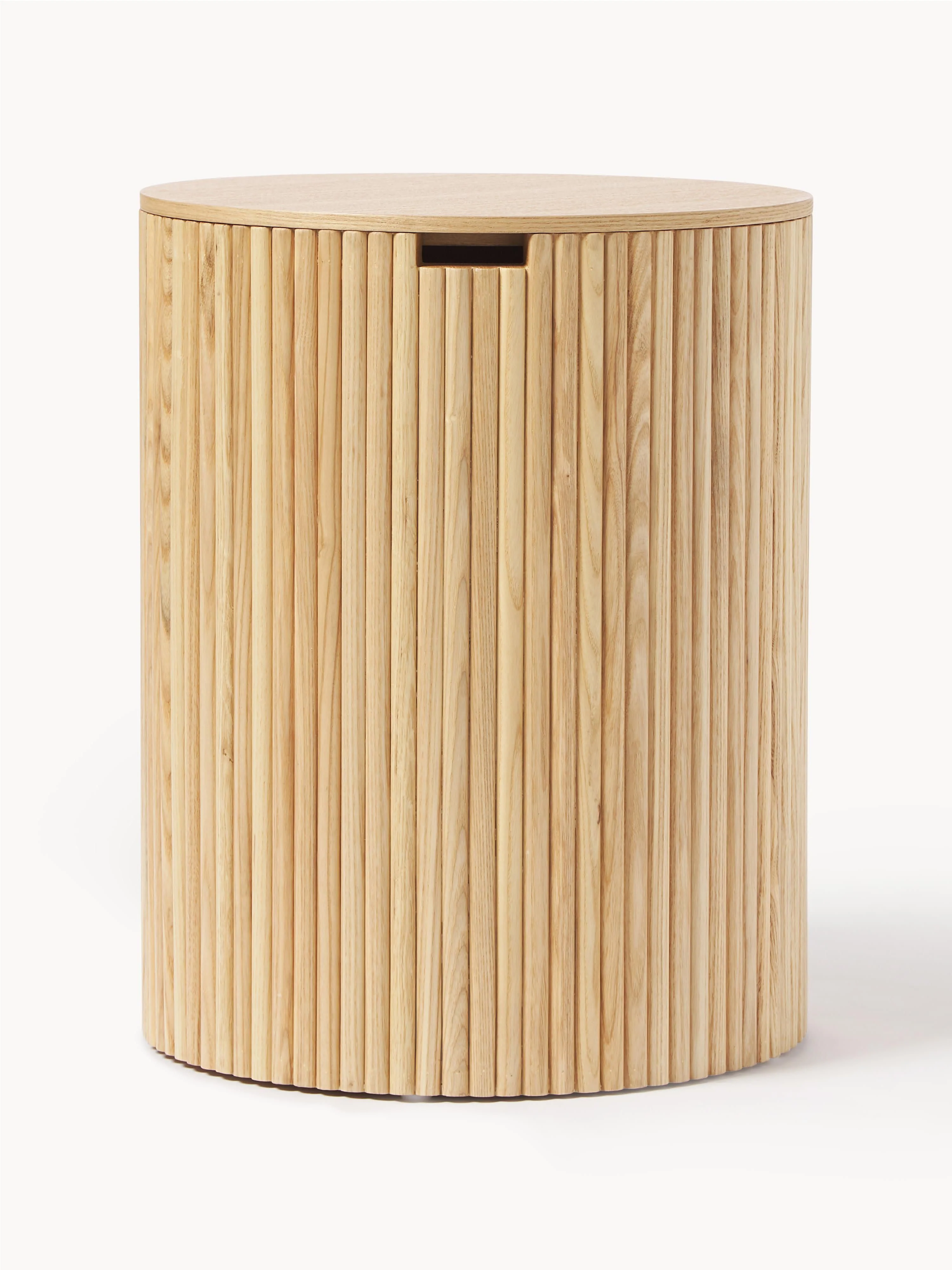 Runder Holz-Beistelltisch Nele mit Stauraum
