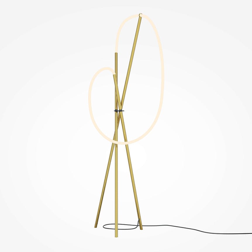 Lampadaire tige LED doré avec 1 tube lumineux AURORA