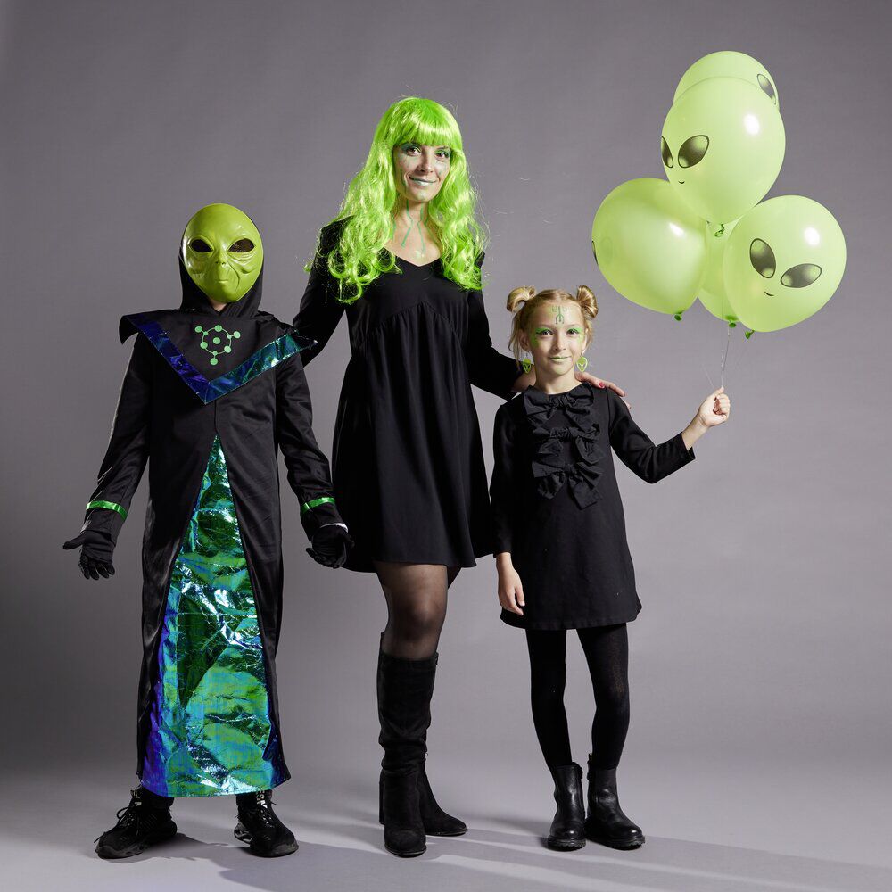Ballon Halloween x6 alien vert Ø12cm