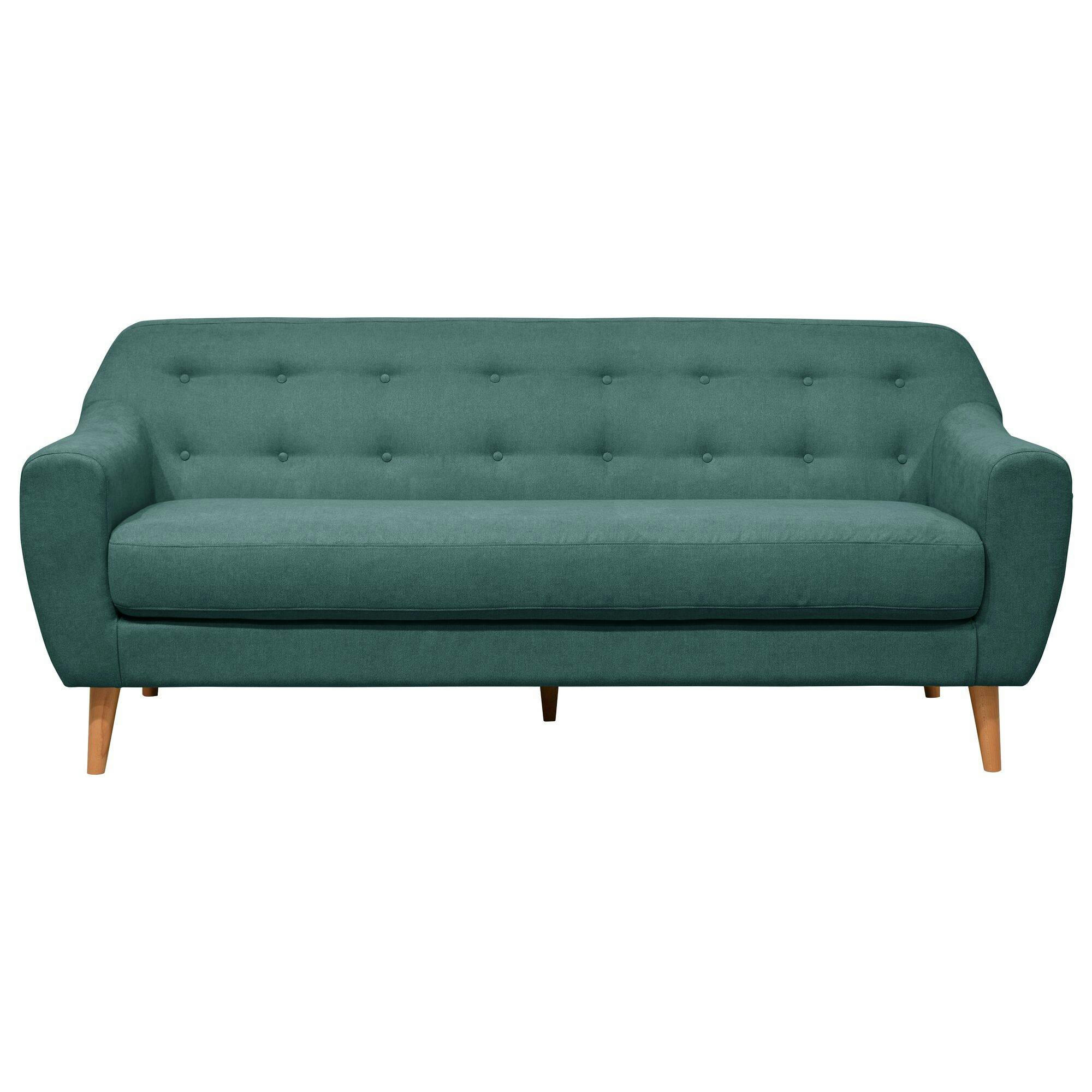 AGATHE - Canapé fixe en tissu 3 places turquoise