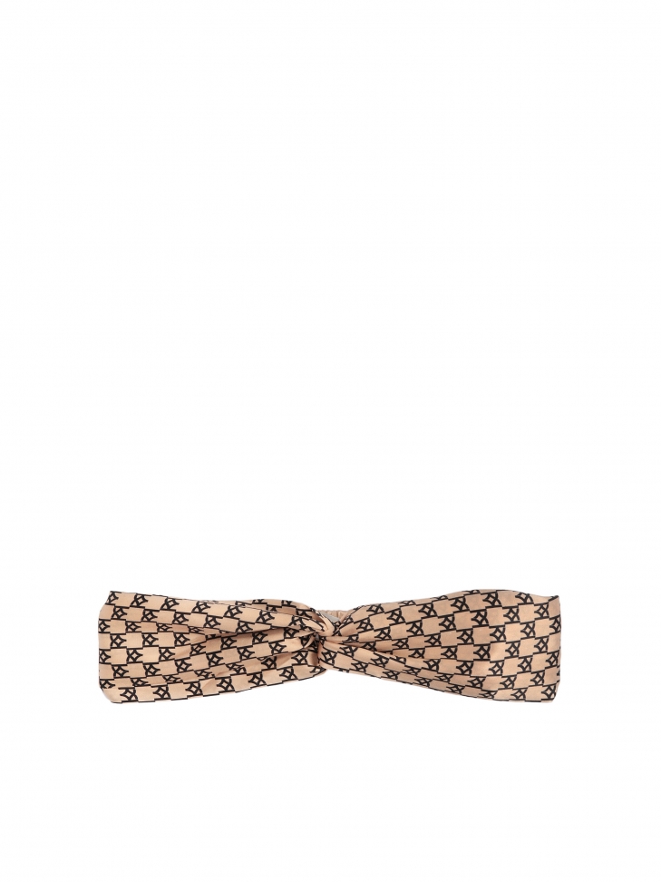 Beige silk satin headband