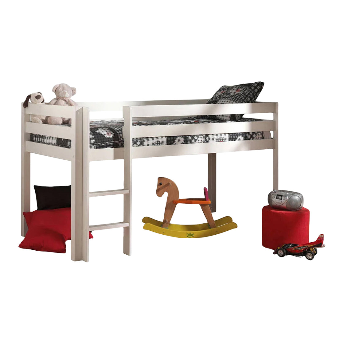 Vipack Pino Halfhoogslaper met Ladder 90 x 200 cm - Wit