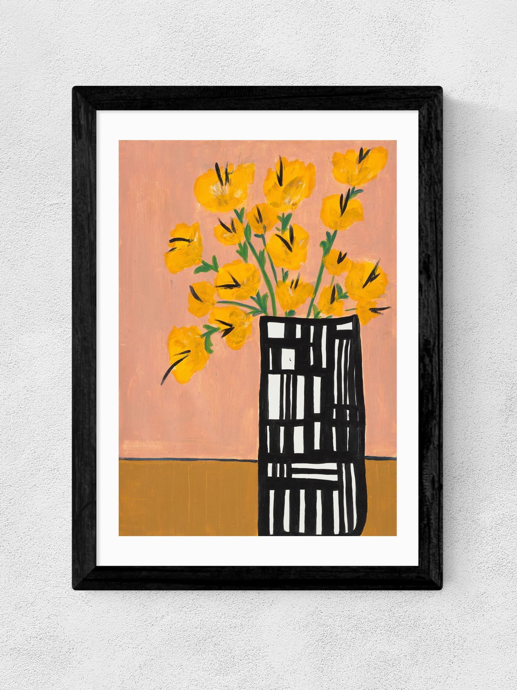 East End Prints Black Black and White Vase Wall Art Print by Lucy Muss