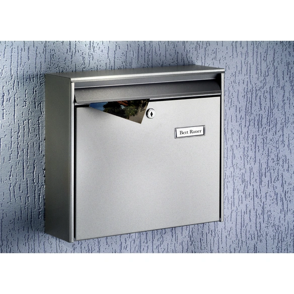 Briefkasten »Mail«, eckig, Stahl, silberfarben