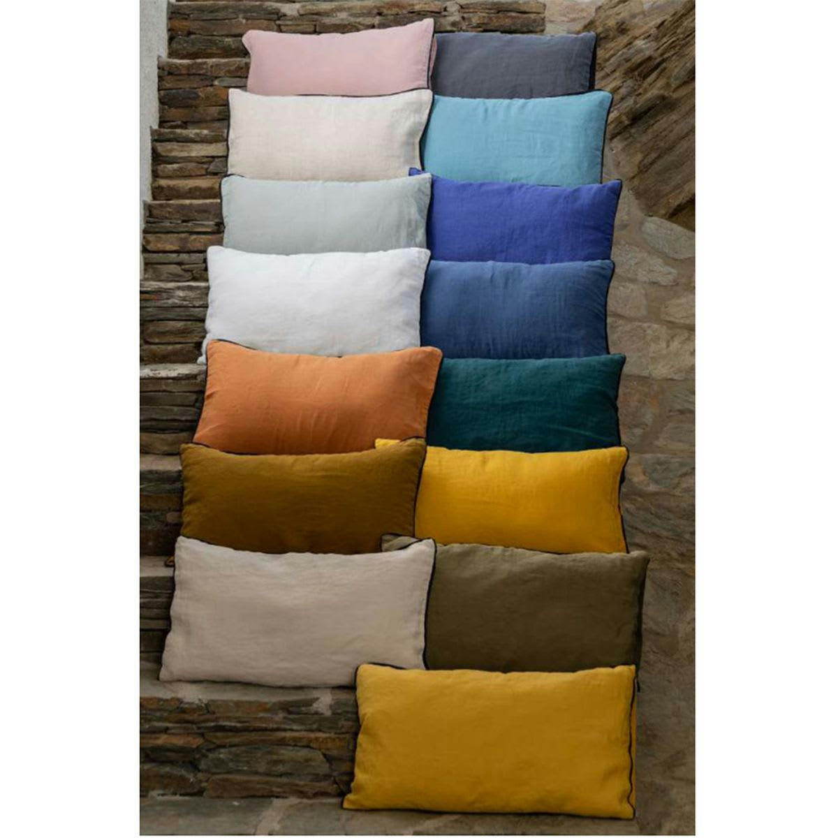 LIN - Housse de coussin pur lin lavé terre cuite 45x45