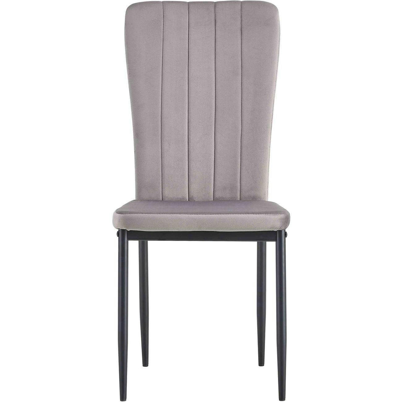 CLARA - Lot de 4 - Chaise assise velours gris pieds metal