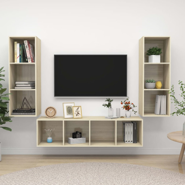 3-cz. zestaw szafek TV dąb sonoma materiał drewnopochodny