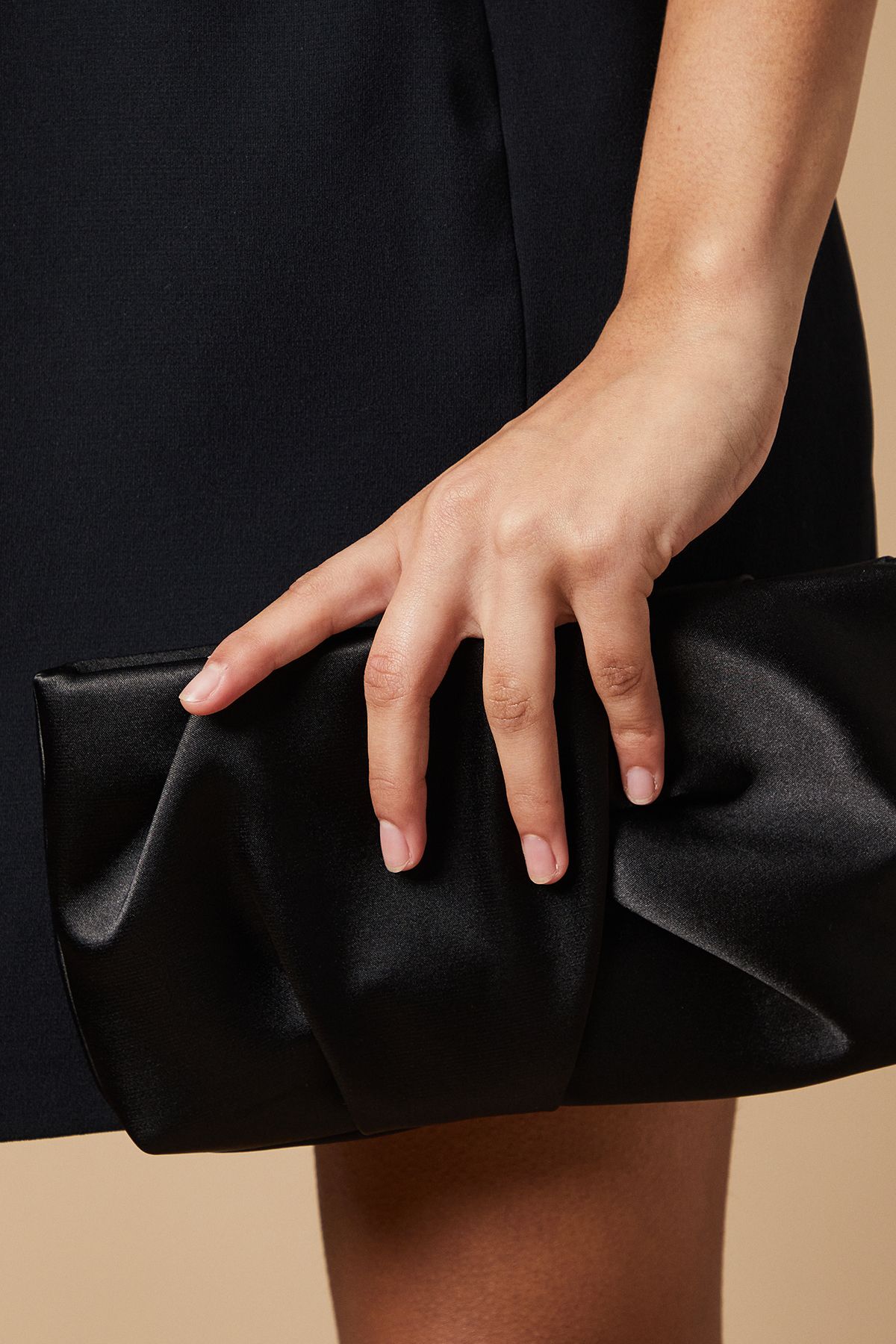 Oasis Sheila Ruched Satin clutch Bag with Removable Shoulder Strap