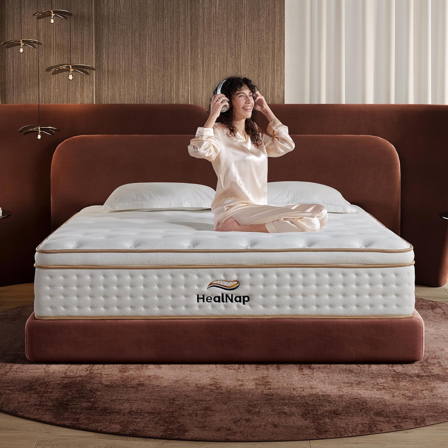 King,14inch Hybrid Mattress in a Box Memory Foam Mattress King Full Size Firm with Individual Pocket Spring Upgrade Zoned Support Medium Firm Memory Fat Mattress