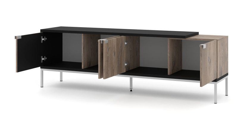 Szafka RTV TOLEDO 190 cm 4D dąb flagstaff / czarny mat