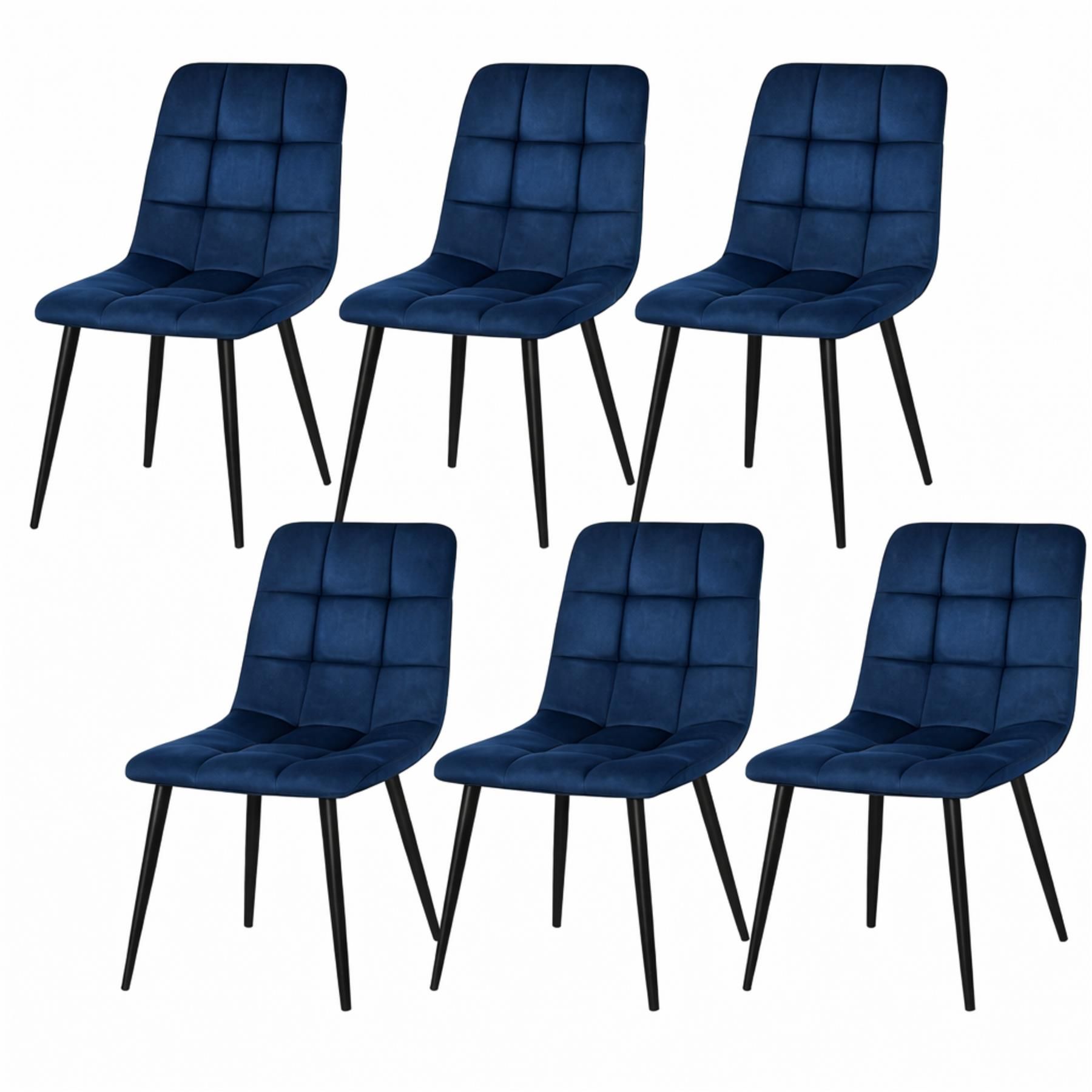 KOSY KOALA Rustic Dining Table Set with 6 Blue Chairs Modern Furniture