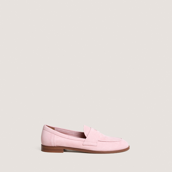 Mocassins à bouts rondsen velours rose pétale | THELMA