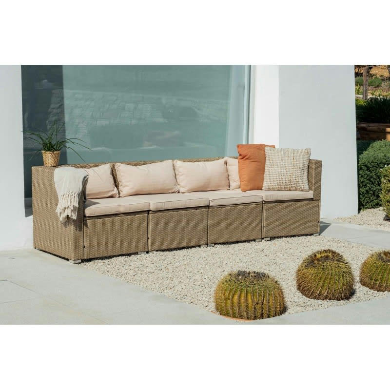 BAHAMAS - Ensemble de canapé de jardin beige 4 places