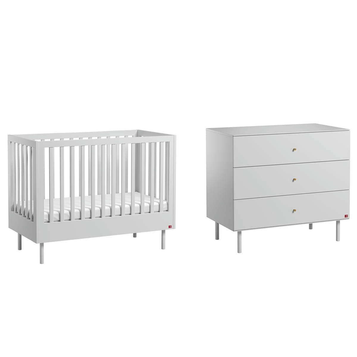 DUO - CUTE - Lit bébé 60x120 commode à langer blanc