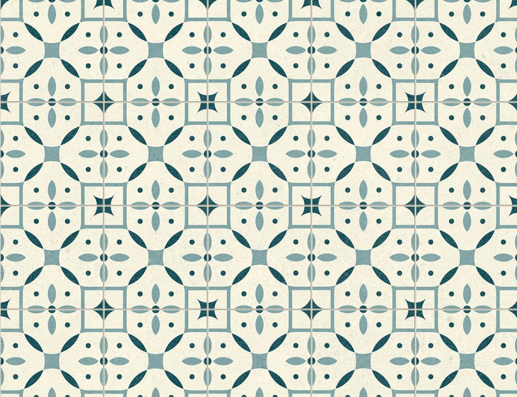 PVC Calypso Tile Weiß, Blau