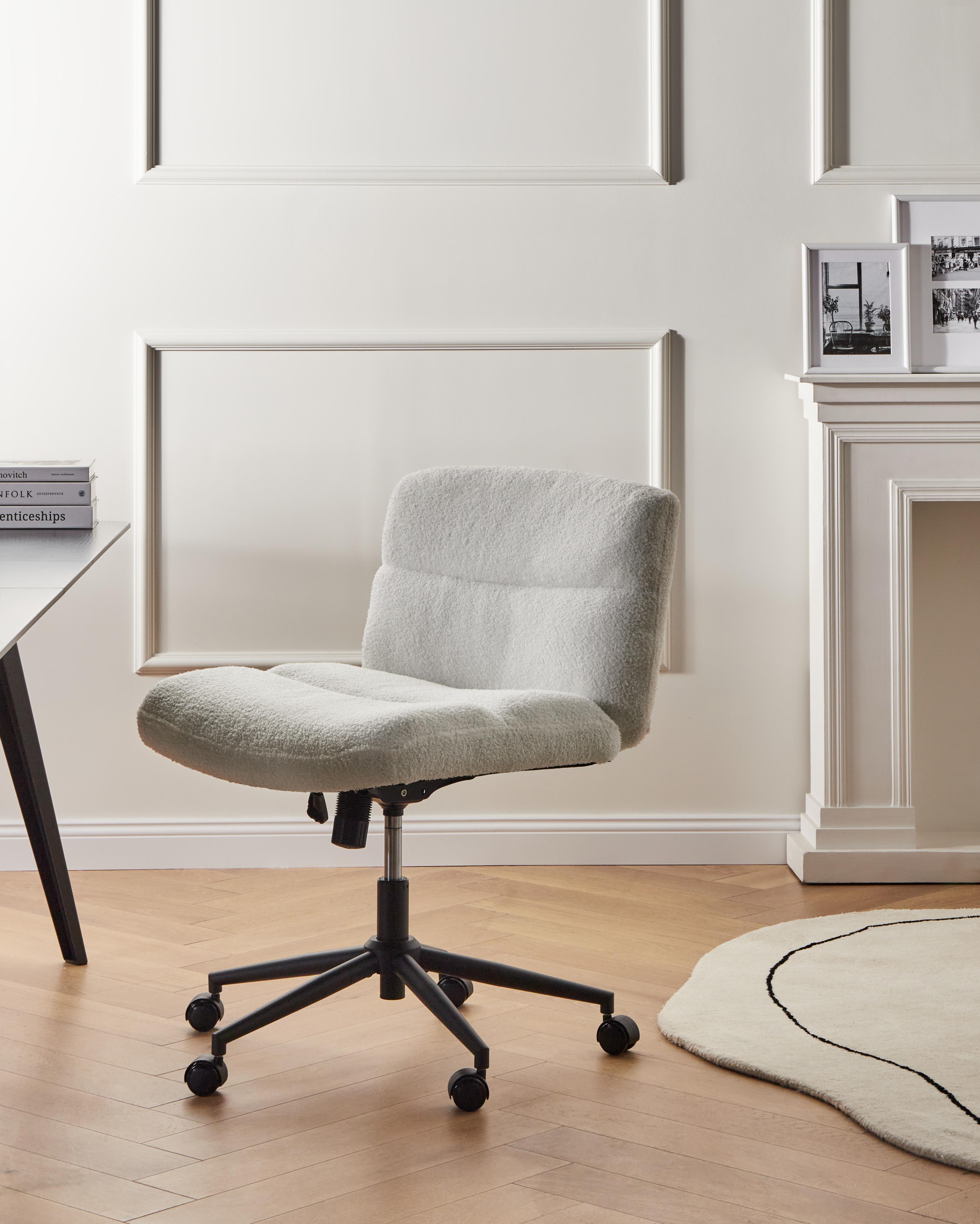 Desk Chair CATLIN Boucle White