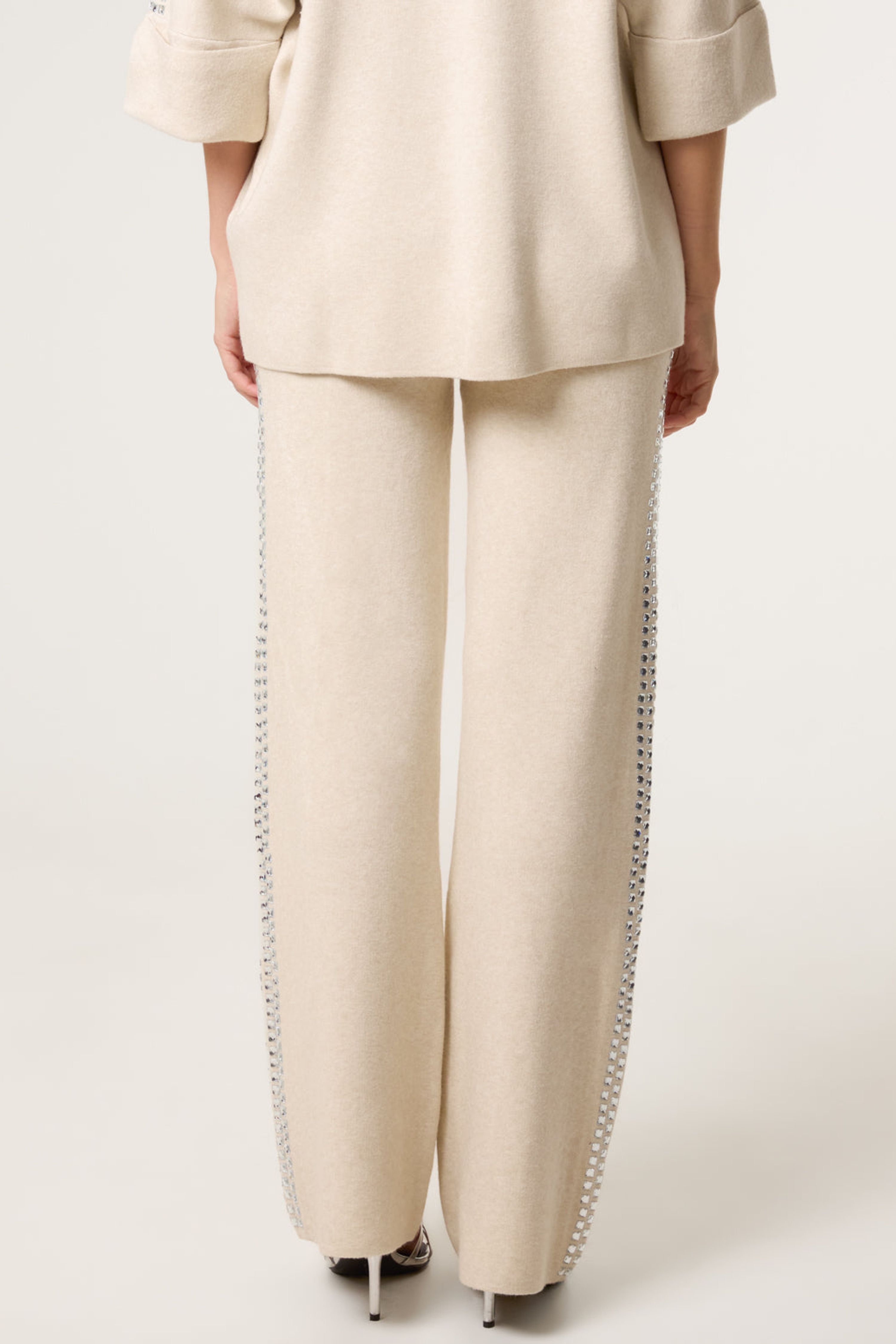 Blue Vanilla Stone Square Rhinestone Trousers