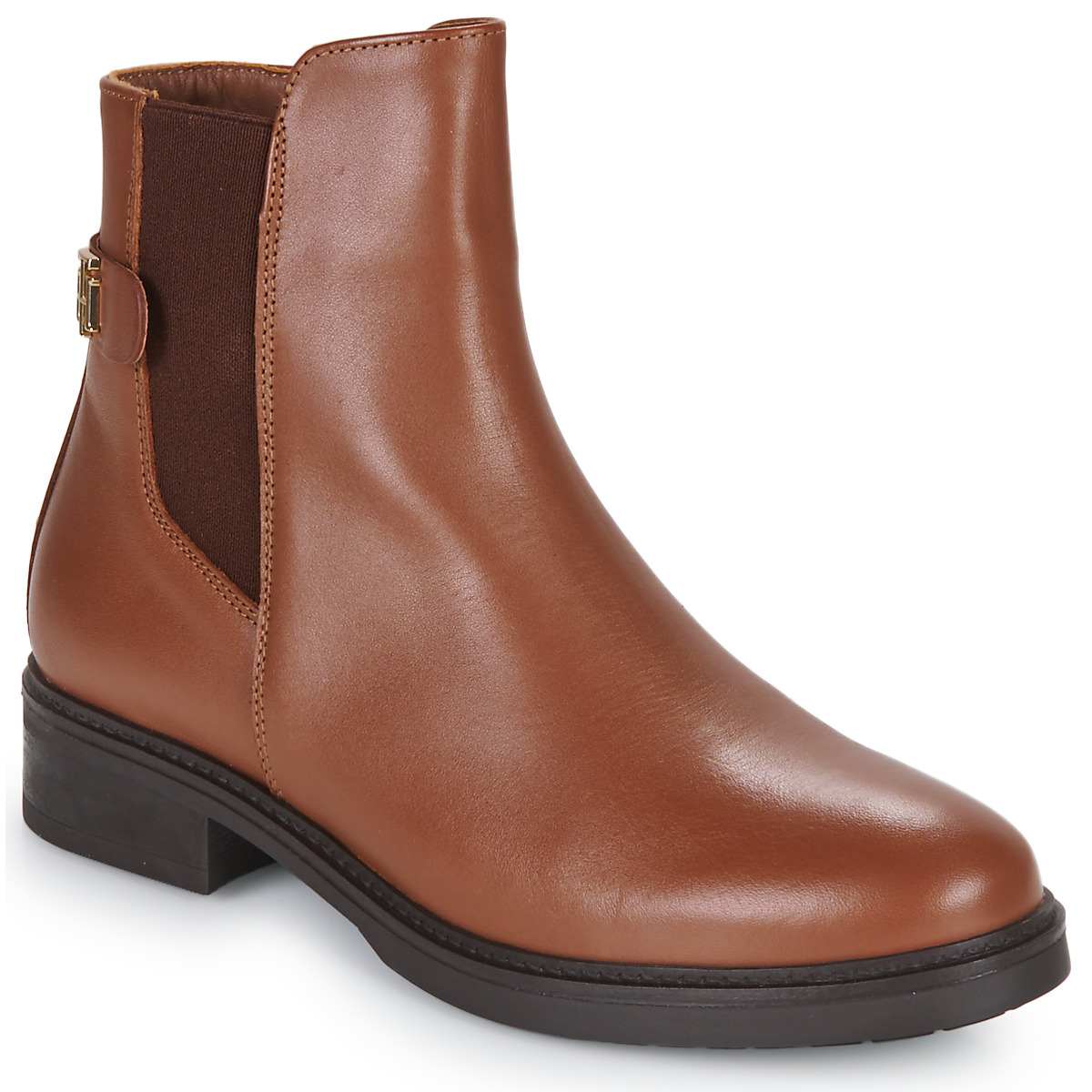 Tommy Hilfiger - TH LEATHER FLAT BOOT - Brown