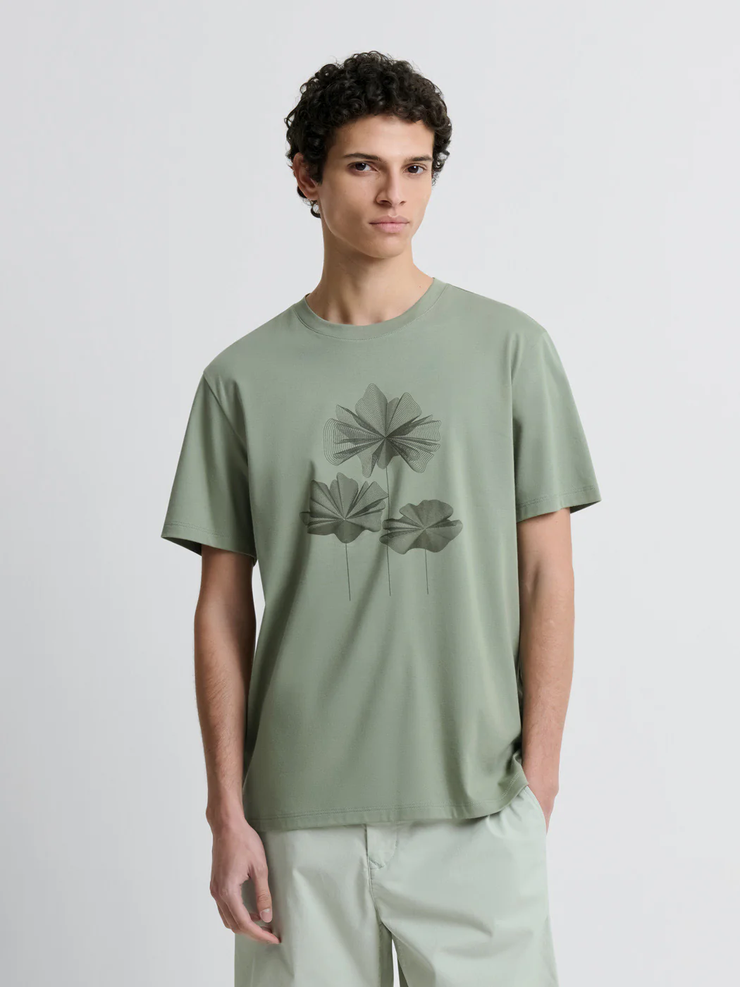 T-shirt col rond fleuri