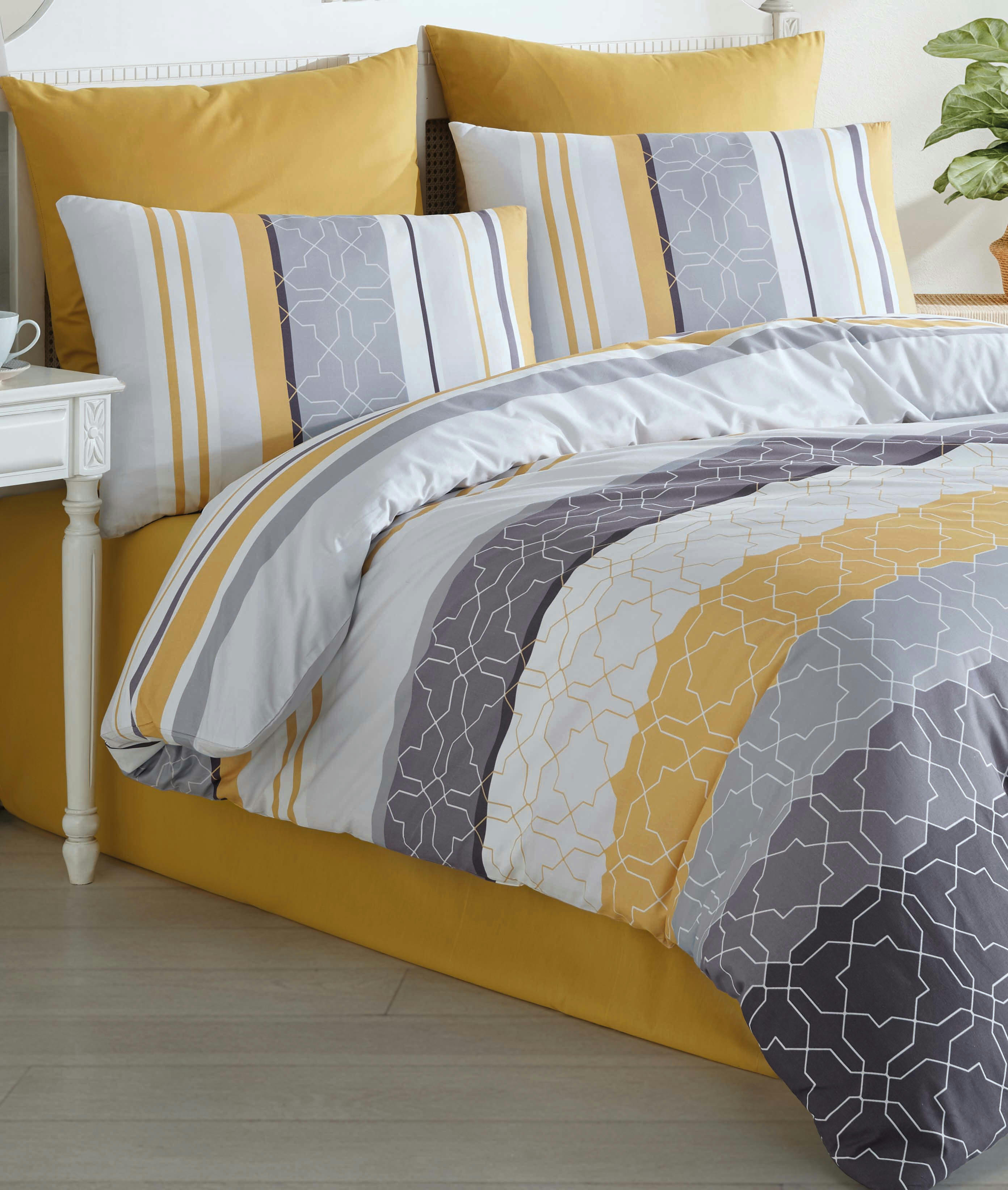 DOREN - Parure housse de couette 240x220 cm et 2 taies d'oreiller 65x65 cm