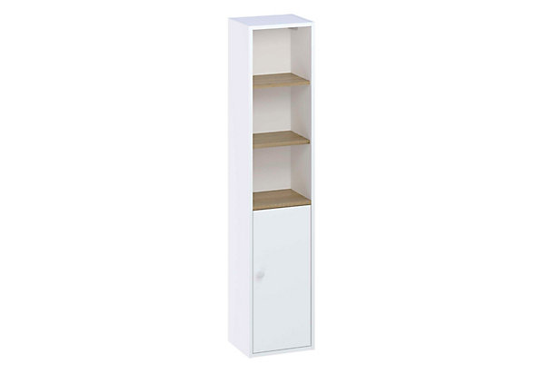 Colonne de salle de bain LARA 1 porte 140x30x25 cm blanc et chêne T-BATH