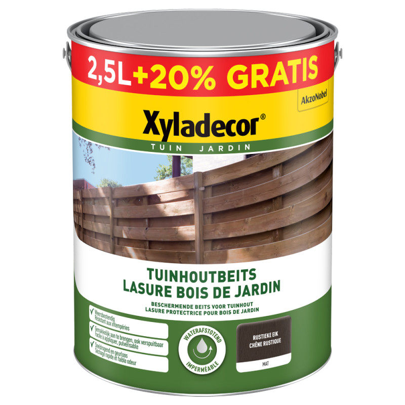 Lasure Bois de jardin chêne rustique 2,5 L   0,5 L gratuit XYLADECOR