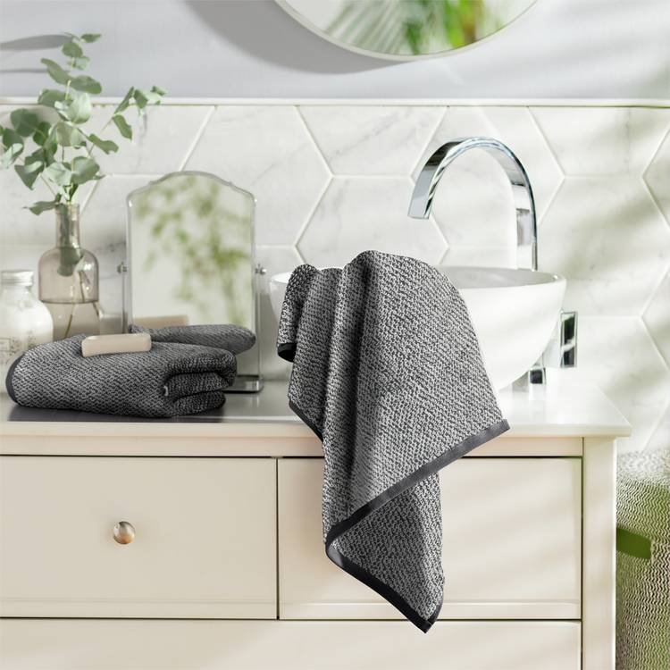 Habitat Marl 2 Pack Hand Towel - Black