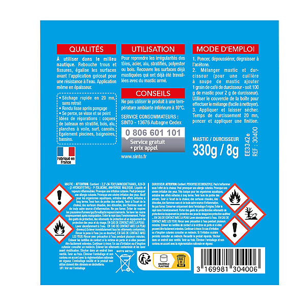 Mastic polyester Sintomarine standard blanc 170 ml