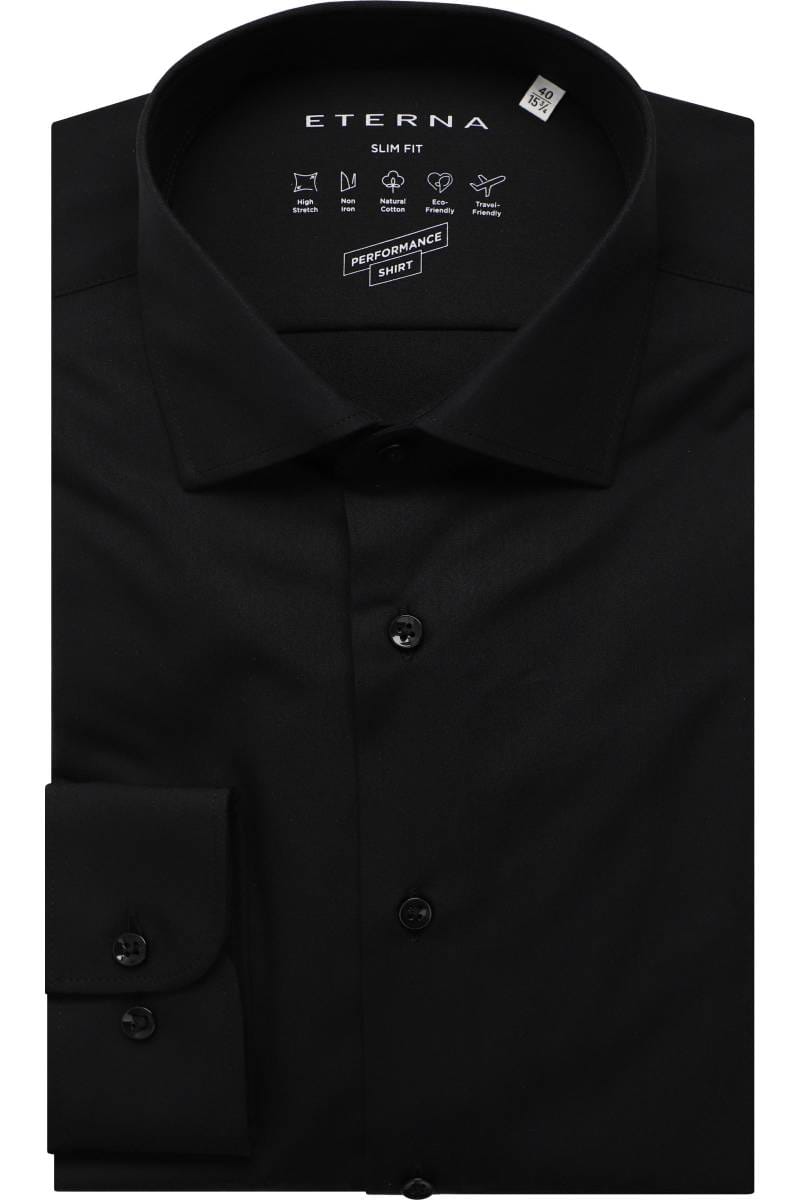 ETERNA Performance Slim Fit Hemd schwarz/weiss, Einfarbig
