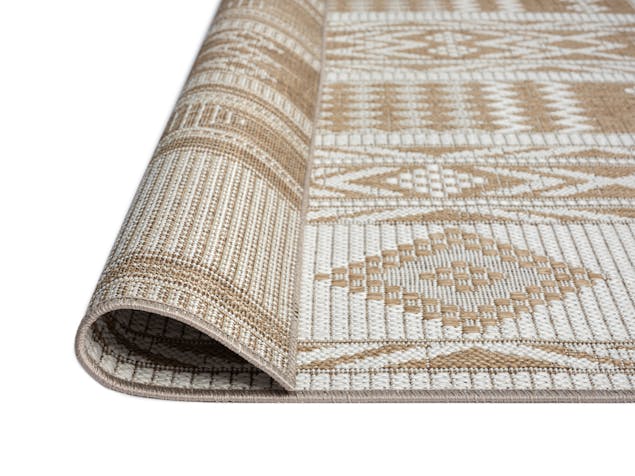 Sitaah Brown and Ivory Tribal Flatweave Indoor Outdoor Rug